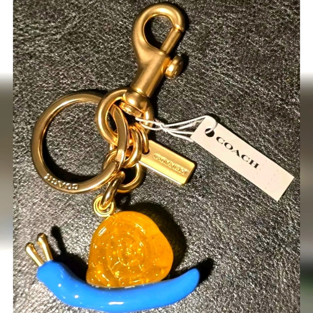 LIMITED! COACH SNAIL Key Ring Bag Charm NWT! Orange Blue & Gold X OBSERVED BY US